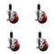 Service Caster 3.5'' Red Poly Swivel 1-1/4'' Expanding Stem Caster Set with Brake, 4PK SCC-EX20S3514-PPUB-RED-TLB-114-4 - alternate 1